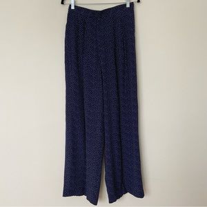 Wide-Leg Navy Polka Dot Palazzo Pants